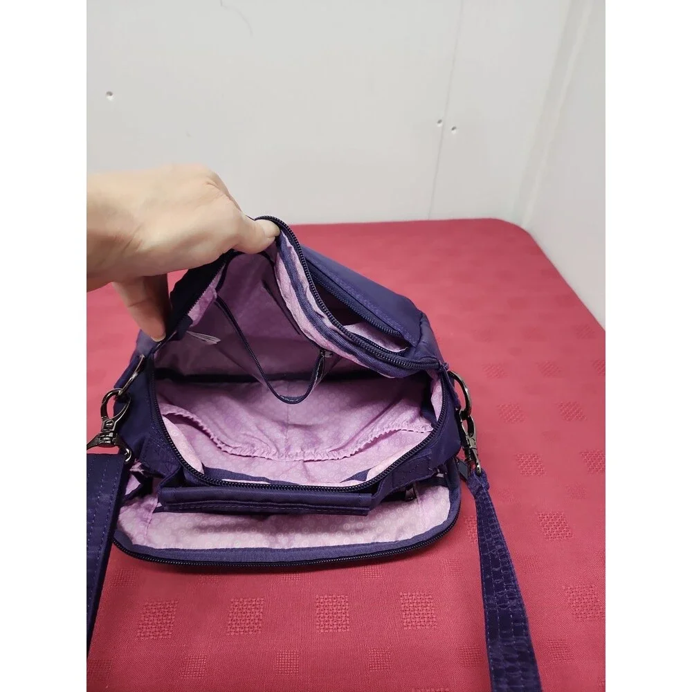 Lug Scoop Medium Top Handle Crossbody Bag In Purple RFID Pocket Travel Friendly